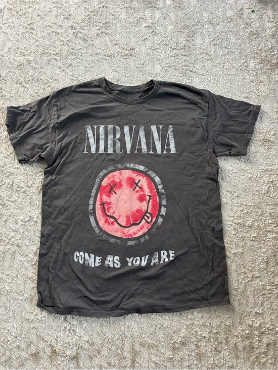 NIRVANA Other - NIRVANA Black Tee with Red Smiley and White Text